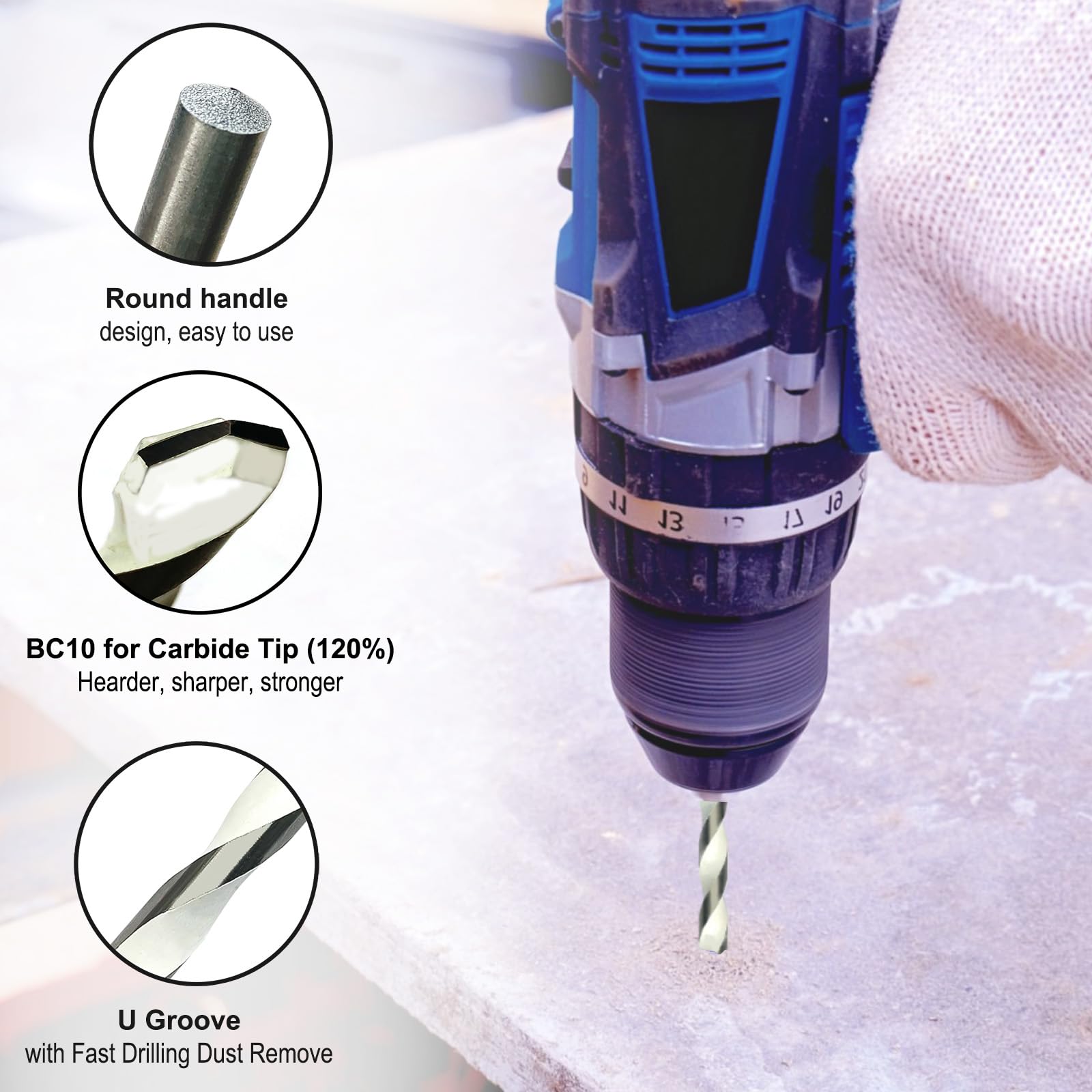 Greywolf Concrete Drill Bit Set, Masonry Drill Bit Set, Shockproof Hex Shank Drill Bit Set - Image 3