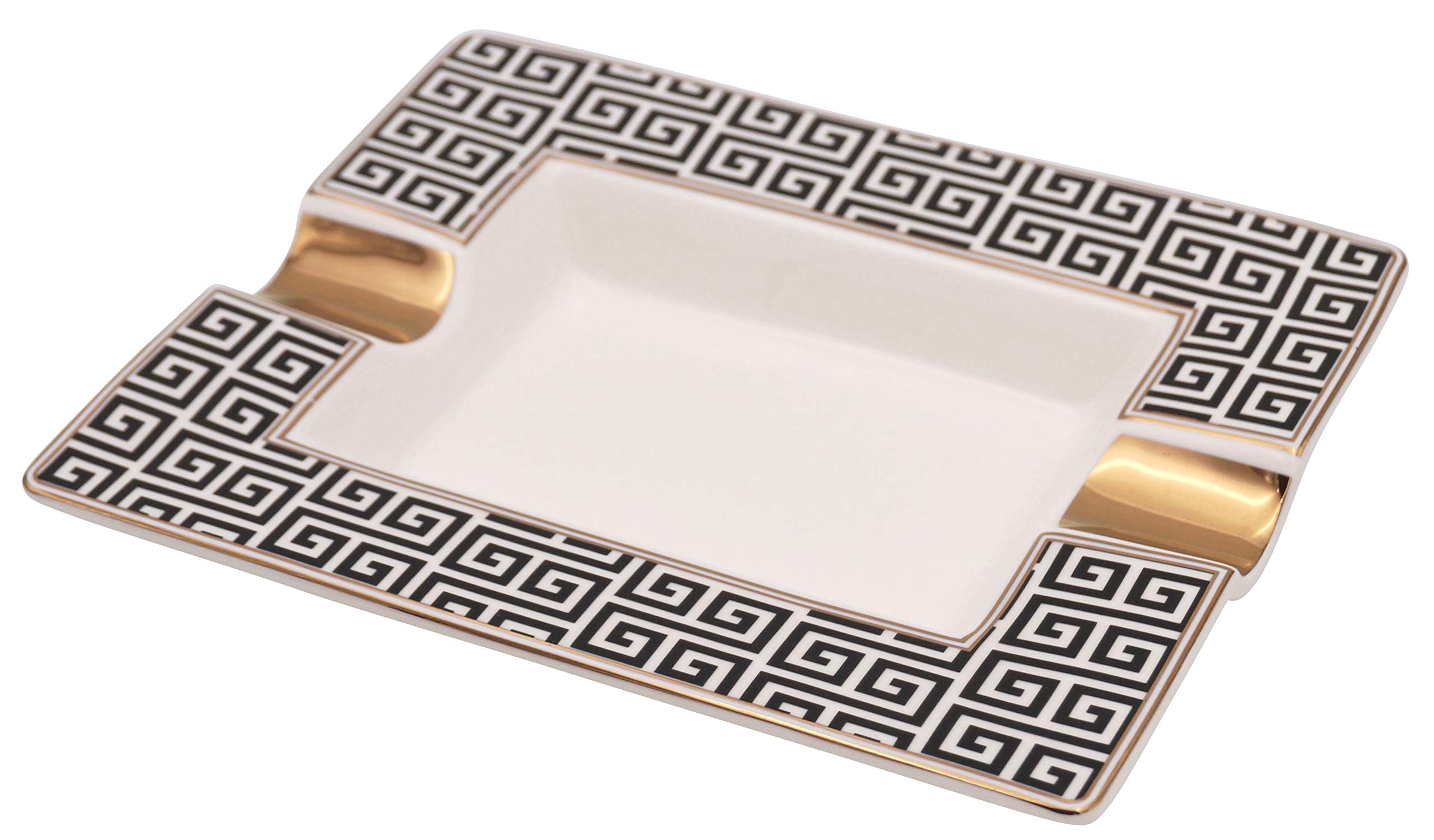 Germanus Black, White, Gold Cigar Ashtray Made Of Real Porcelain - Moorish