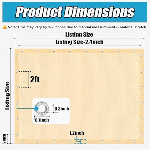 Miniatura 3 de Amagenix - Tela para Sombra Solar del 90% con Ojales, 8' x 12' Reemplazo de Toldo para Pérgola, Cubierta de Privacidad para Jardín al Aire Libre