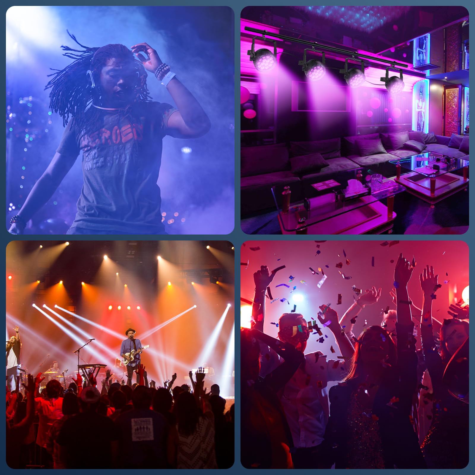 2PCS 210W Par LED IP65, RGBW 14 LED Luce Scena Impermeabili Controllo D MX 4/9CH, Dimmer 0-100% illuminazione da palco per Discoteca show Festa Scena Performance nei Giorni di Pioggia
