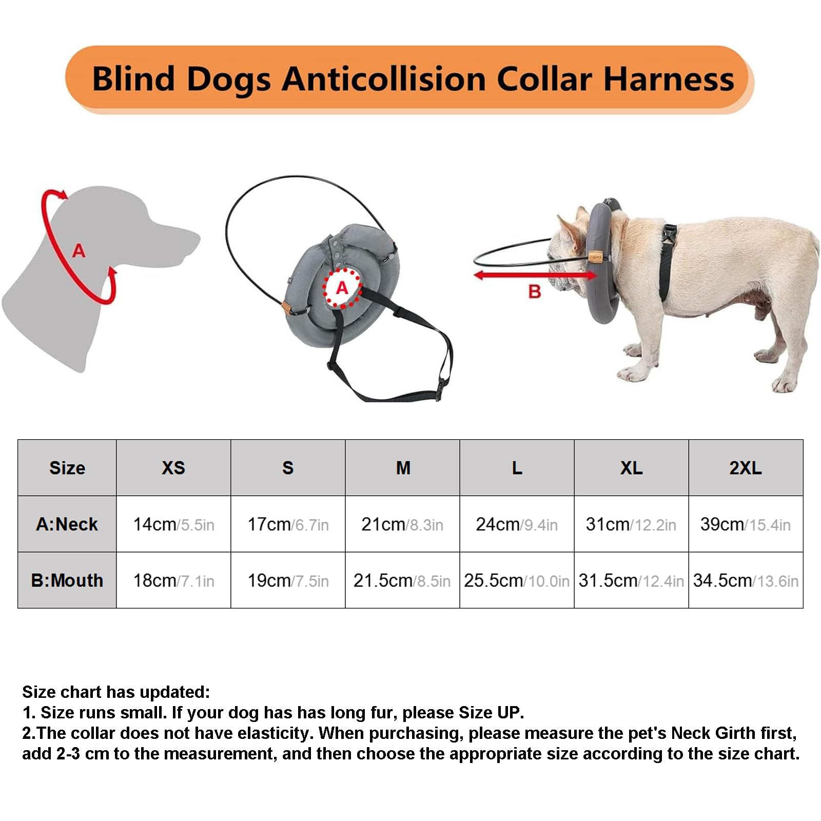 MeiAOBest Blind Dog Halo Guiding Device,Pet Anti-Collision Ring Protective Collar,Comfortable Lightweight Blind Dog Safe Accessories_L - Image 2