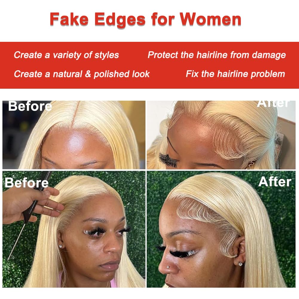 Fake Edges Hair HD Lace Baby Hair Stripes, 2 Pcs I, 613 Blonde image 4