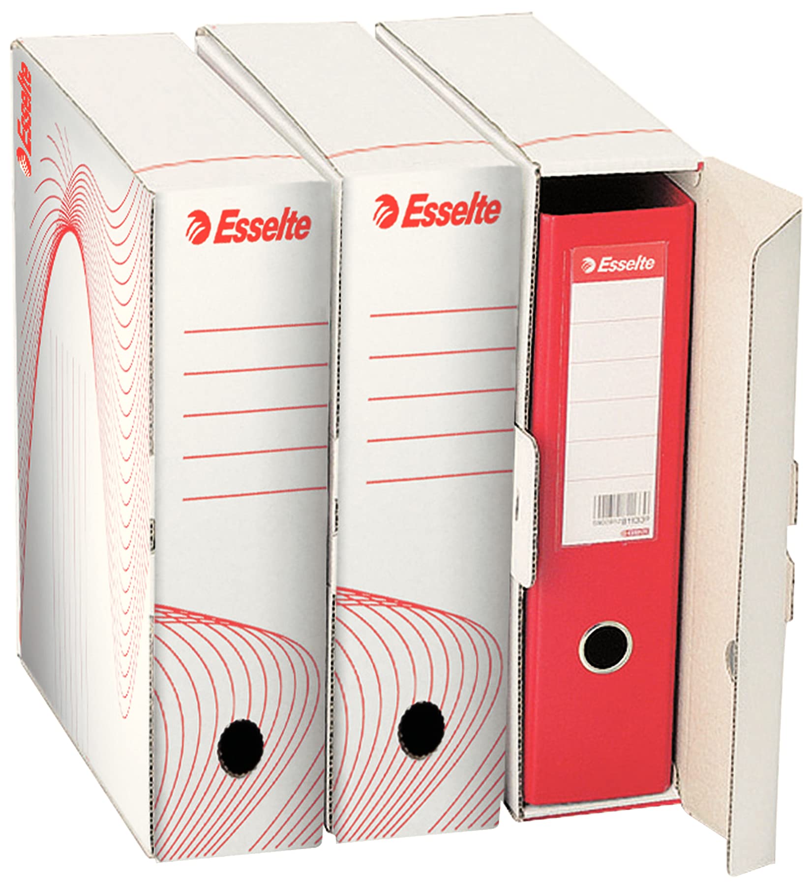 Esselte Boîte à Archive Standard, 100 mm, A4, Boîte Transfert, Carton Ondulé Sans Acide, Lot de 10, Capacité 800 Feuilles, Blanc, 20172