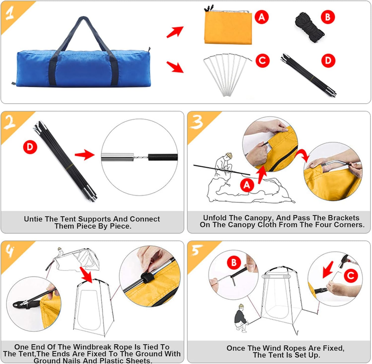 Outdoor Camping Tent Portable Shower Bath Tents Portable Changing Fitting Room Rainproof Shelter Beach Privacy Toilet Tents for Tourism