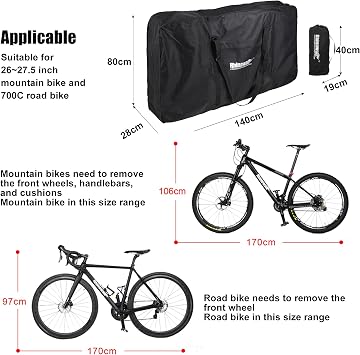 Bike Travel Bag 26 to 29 inch Bicycle Storage Carry Case, Portable Folding Cycling Thick Mountain Bike Transport Case for Airplane Shipping, Professional Cycling Cover Accessories
