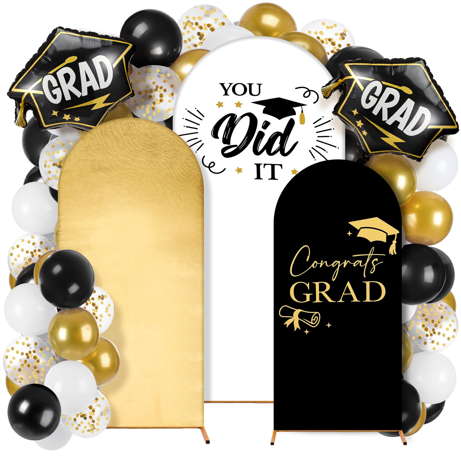 Foilswirl 2026 Graduation Decorations Class of 2026 Arch Backdrop Cover (4/5/6ft) Balloon Arch Cover Spandex Backdrop Blue White Golden Balloons for Graduation Season Class Party Decor