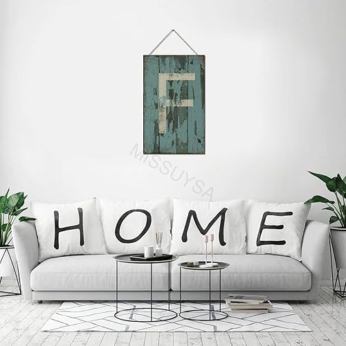 Vista 53 de Letrero colgante de madera con letra A, letrero de madera, decoración del hogar, 26 letras del alfabeto de metal, placa de madera, decoración