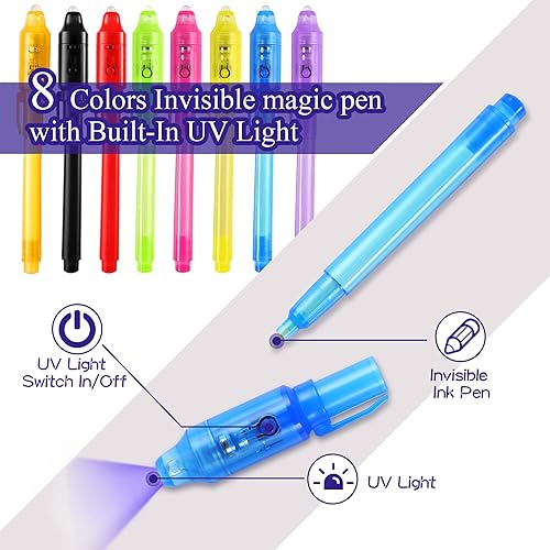 Miniatura 3 de DazSpirit Bolígrafos de tinta invisible, rellenos de bolsas de fiesta para niños y niñas, juego de bolígrafos mágicos de tinta que desaparecen