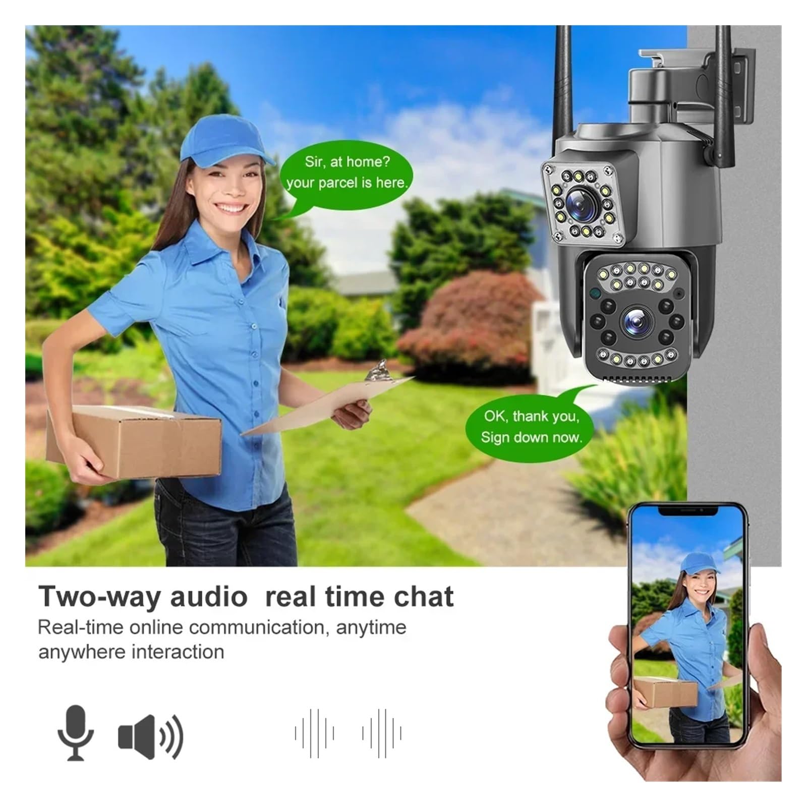 Kamery bezpieczeństwa, Kamera 4G Panorama Wi-Fi 8MP Kamery IP Do Monitoringu Kolor HD Noc PTZ Niania Elektroniczna 8-krotny Zoom Podwójny Obiektyw Zewnętrzna Bezprzewodowa(4G Camera ADD 128G)