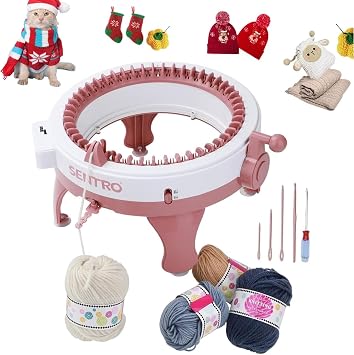 Shoze Knitting Machine 48 Needle DIY Hand Knitting Machine Weaving Loom Board Rotating Needle Machine for Adults and Kids