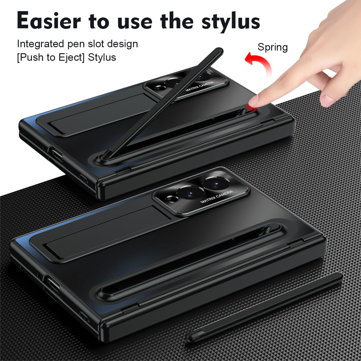 Custodia per Samsung Galaxy Z Fold 8 (Wide) con portapenne S e penna stilo, protezione per cerniera a tutto tondo, protezione per lo schermo, cavalletto sottile, placcatura lucida, custodia per