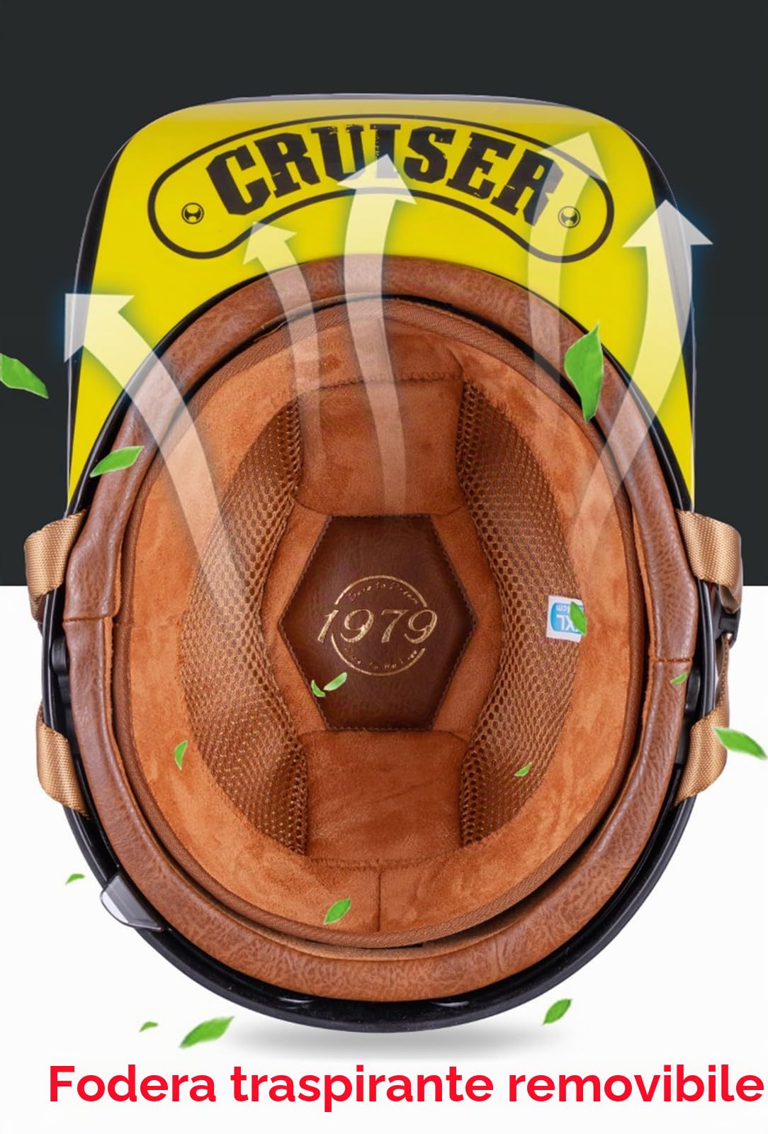 Mezzo Casco Jet Moto Retrò Casco Scodella Portatile, ECE Omologato Mezzo Elmetto da Moto Retrò per Uomo Donna Biker Cruiser Scooter Touring
