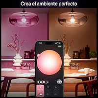 Vista 5 de Philips Hue Essential - Bombilla LED inteligente A19, ambiente blanco y color, base E26, 8.8W, 2200K-6500K, 800 lúmenes, regulable, funciona
