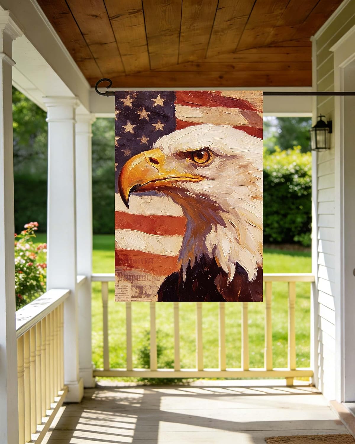 USA Vintage American Flag Bald Eagle 4th of July Memorial Independence Day House Flag 28" x 40" Double Sided Polyester Welcome Yard Garden Flag Banners for Patio Lawn Home Outdoor Decor