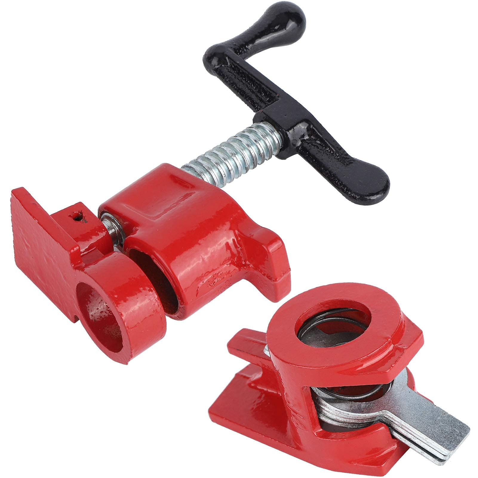 Juego de 4 abrazaderas de tornillo de 3/4 pulgadas, abrazaderas para tubos, abrazaderas en F para carpintería, abrazadera de liberación rápida, banco de trabajo para trabajar la madera, base ancha