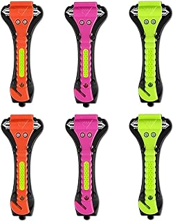 Car Safety Hammer,6 Pack Car Window Breaker Tool 2 in 1 Seat Belt Cutter and Glass Breaker with Light Reflective Tape for Car Accessories and Emergency Escape Tools