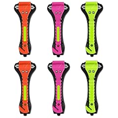 Car Safety Hammer 6 Pack Car Window Breaker Tool 2 in 1 Seat Belt Cutter and Glass Breaker