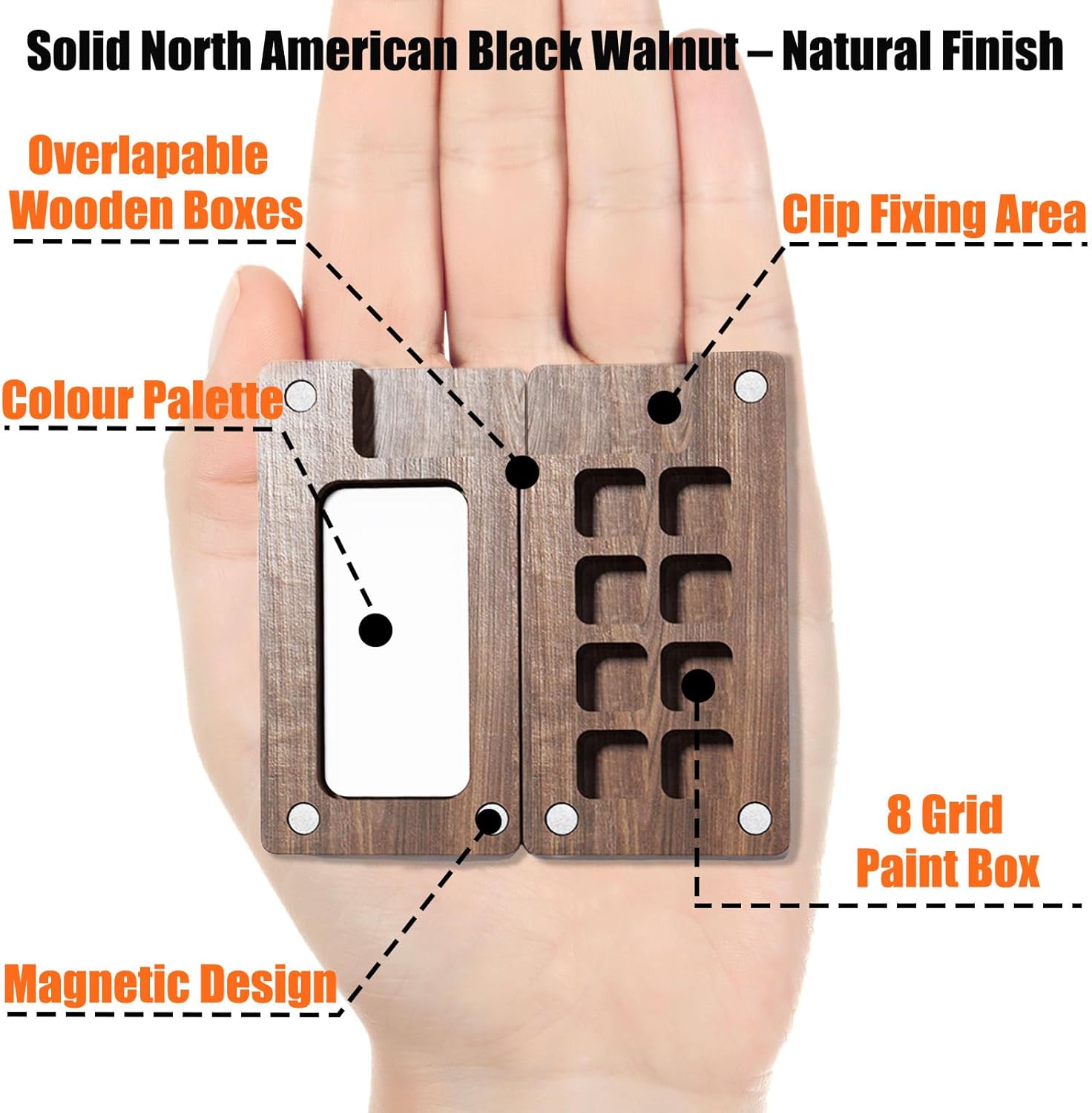 Orbixa Mini Watercolor Palette Paint Set–Travel Size,12 Color Paint with 8-Well black Walnut Palette,Mini Sketchbook travel watercolor set& pocket kit | Portable Watercolor Kit for Artists,Students&Beginners - Image 3