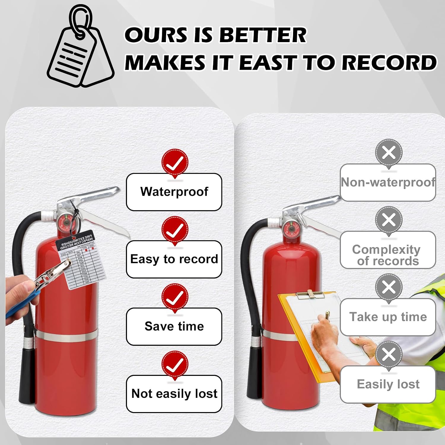25 Sets Metal Inspection Tags Safety Inspection Tags Fire Extinguisher Inspection Sticker 2.2X3inch Fire Extinguisher Inspection Record Tag 2026-2029 with Handheld Hole Puncher for Indoor Outdoor (25)