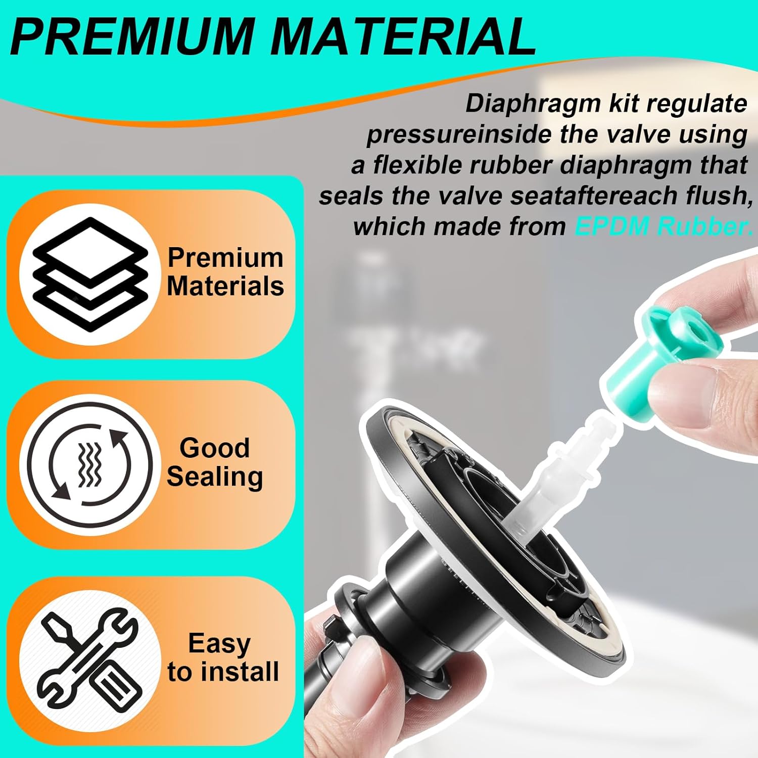 EBV-1020-A Flex-Tube Diaphragm Assembly for Sloan ECOS/G2/Optima Plus/Solis 1.6 & 3.5 GPF Urinal Flushometers, Dual Filter Water Closet Electronic Diaphragm Assembly Replace for #3325001