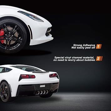 NDRUSH Blackout Side Marker Lights & Reflectors Vinyl Tint Film Precut Overlay Sidemarker Wrap Covers متوافق مع Chevy Corvette C7 2014 2015 2016 2017