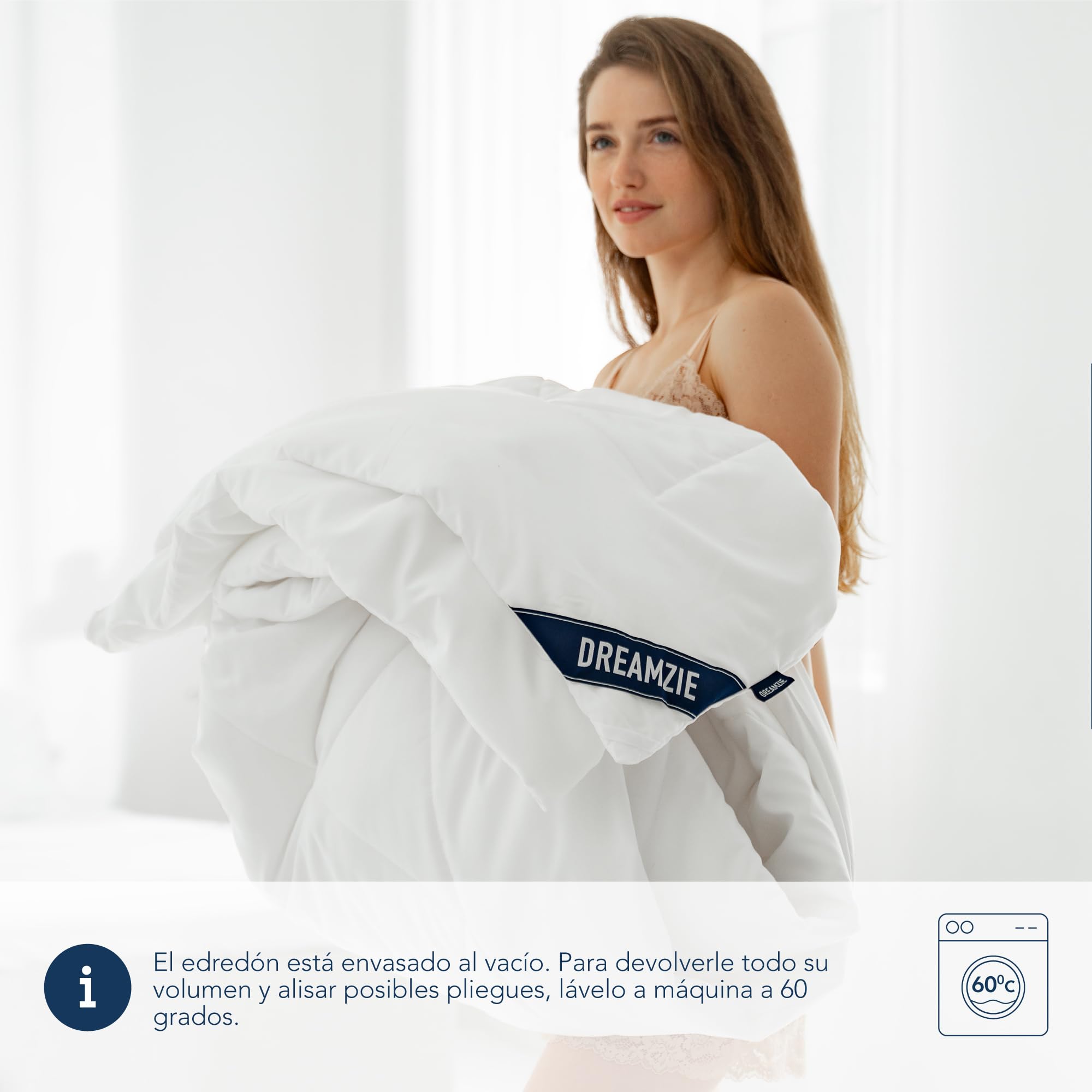 Dreamzie Edredon Relleno Nordico para Cama 135/150, Edredón de Fibra 150g/m², Suave, Transpirable para Primavera y Verano (220x240 cm)