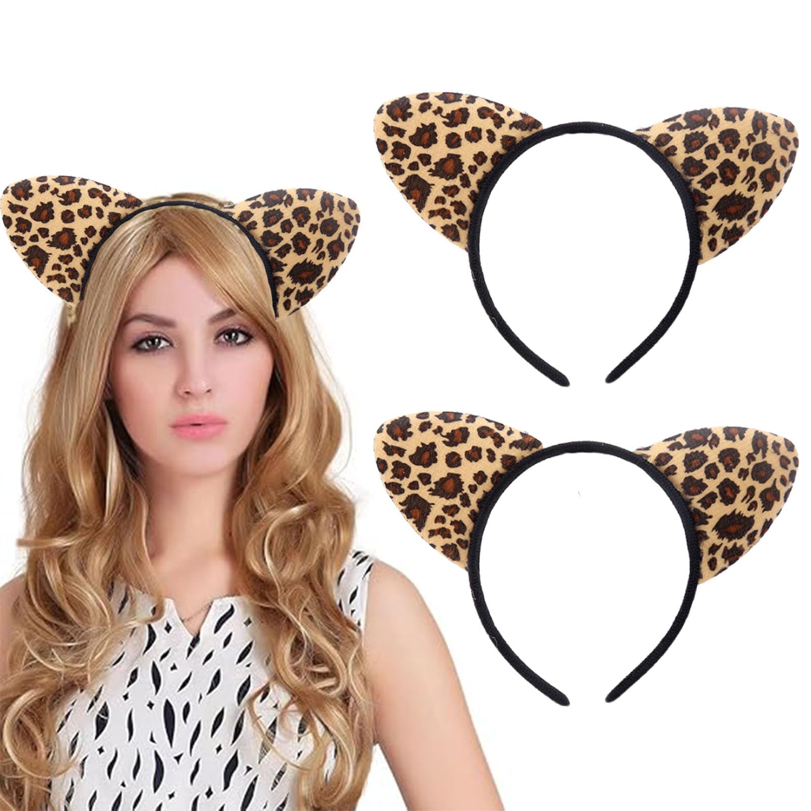 dinghaole 2 Pcs Leopard Ears Headband, Cheetah Ears Halloween Headband