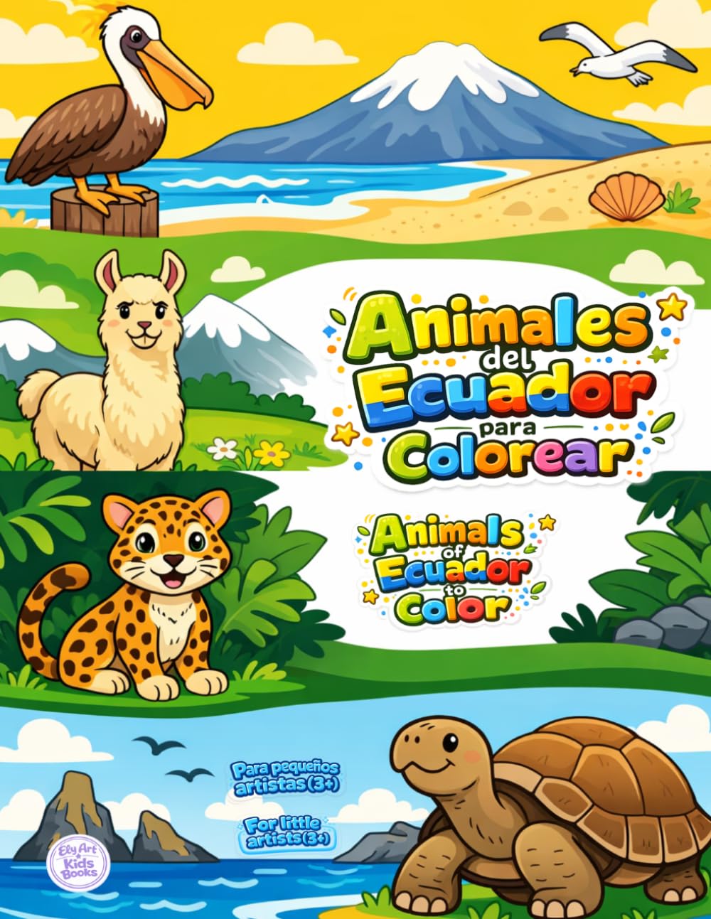 Animals of Ecuador to Color: Bilingual Spanish-English | Galapagos, Amazon & Rainforest Animals | Aged 3 and up Preschool Activity Book
