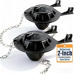 Universal Toilet Flapper Replacement for 2 Flush Valves - Stops Running Toilets & Ghost Flushing, Water-Saving Heavy Duty Rubber with Stainless Steel Chains (Fits Kohler/TOTO/American Standard/Gerber)