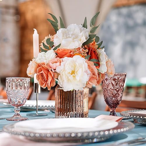 Miniatura 4 de AGIRL Combo de flores artificiales de rosas de seda con tallos para ramos de boda, centros de mesa, arreglos de mesa, decoración de mesa, despedida