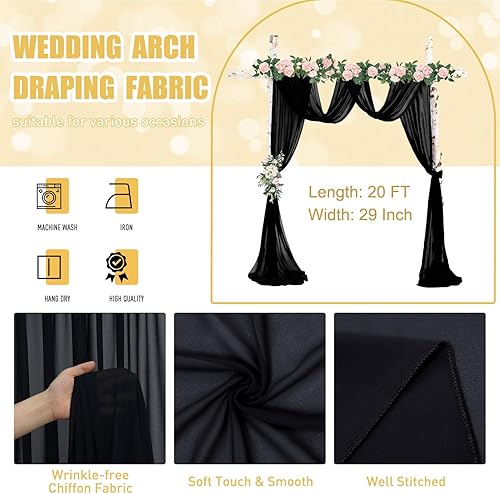 Miniatura 10 de FUHSY Tela de gasa para arco de boda de 20 pies, 1 panel de tela para arco de boda, cortinas de telón de fondo transparente azul bebé para fiestas,