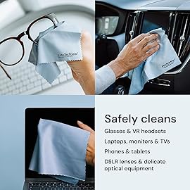 Elite Screens Microfiber Cleaning Cloths - 6-Pack, 67 & 1212, Light Blue - Streak-Free Glasses Wipes - Travel-Ready Eyeglass Cleaning Wipes - Oversized Reusable Lens Care Cloths
