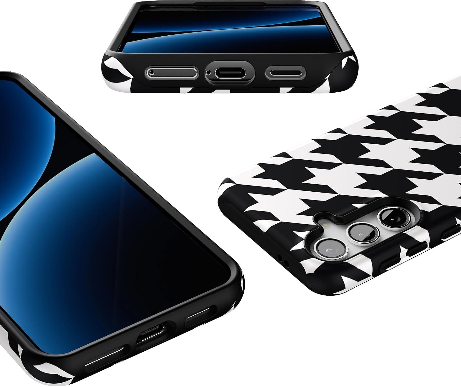 Casely Galaxy S24 Case | Houndstooth | High Contrast Design | Essential Slim Dual-Layer Protective Design
