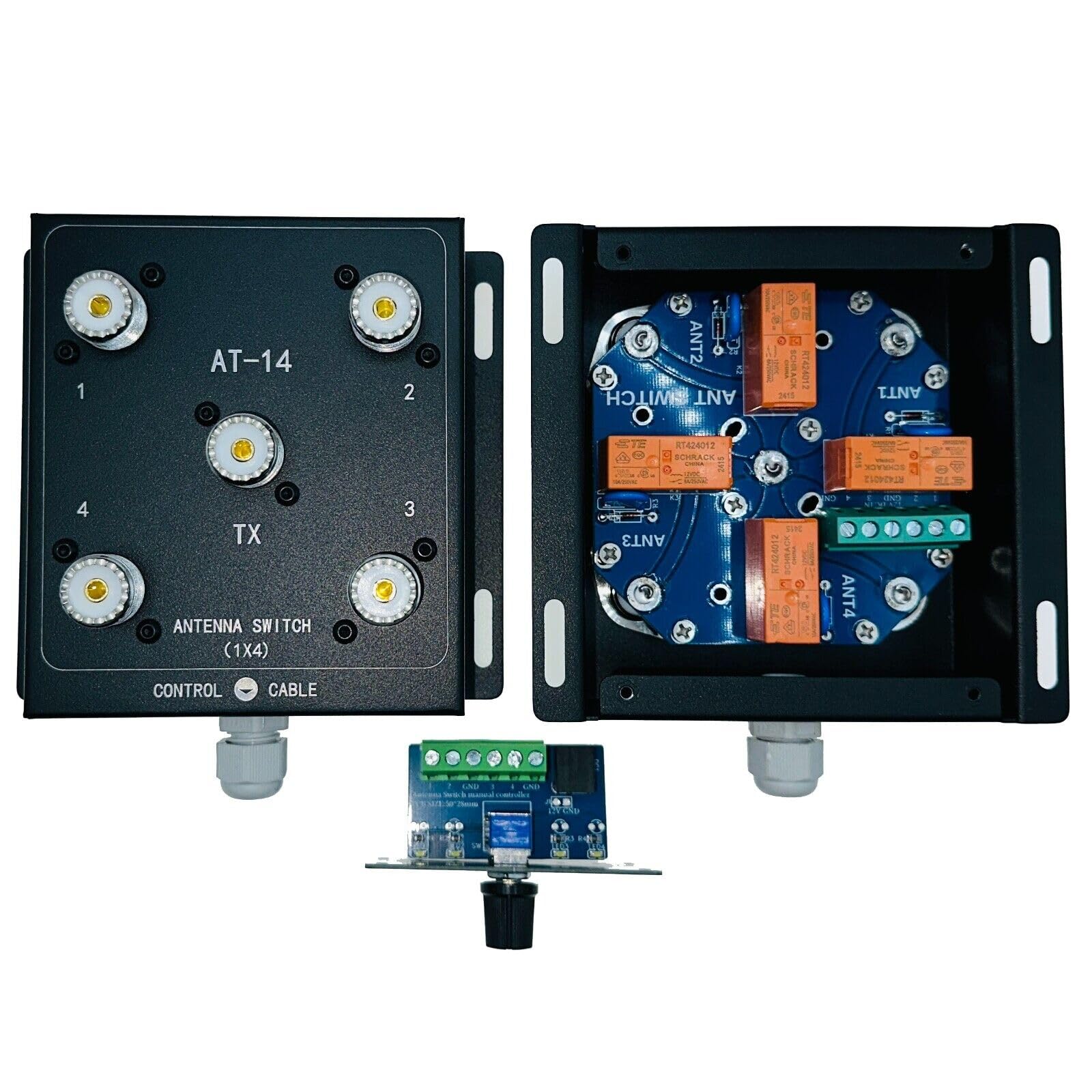 AT-14 Heavy-Duty 4-Way Coaxial Remote Antenna Switch Kit - 500W PEP, 1.8MHz-60MHz, SO-239 Connectors