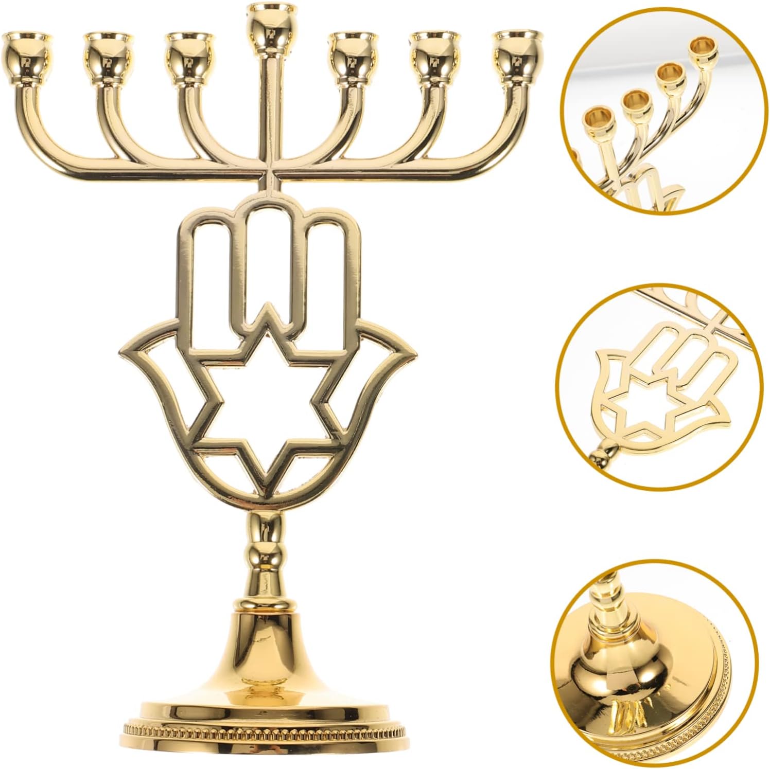 Branch Menorah Hanukkah Candlestick Gold Metal Decorative Candle Holder for Party Table Centerpiece