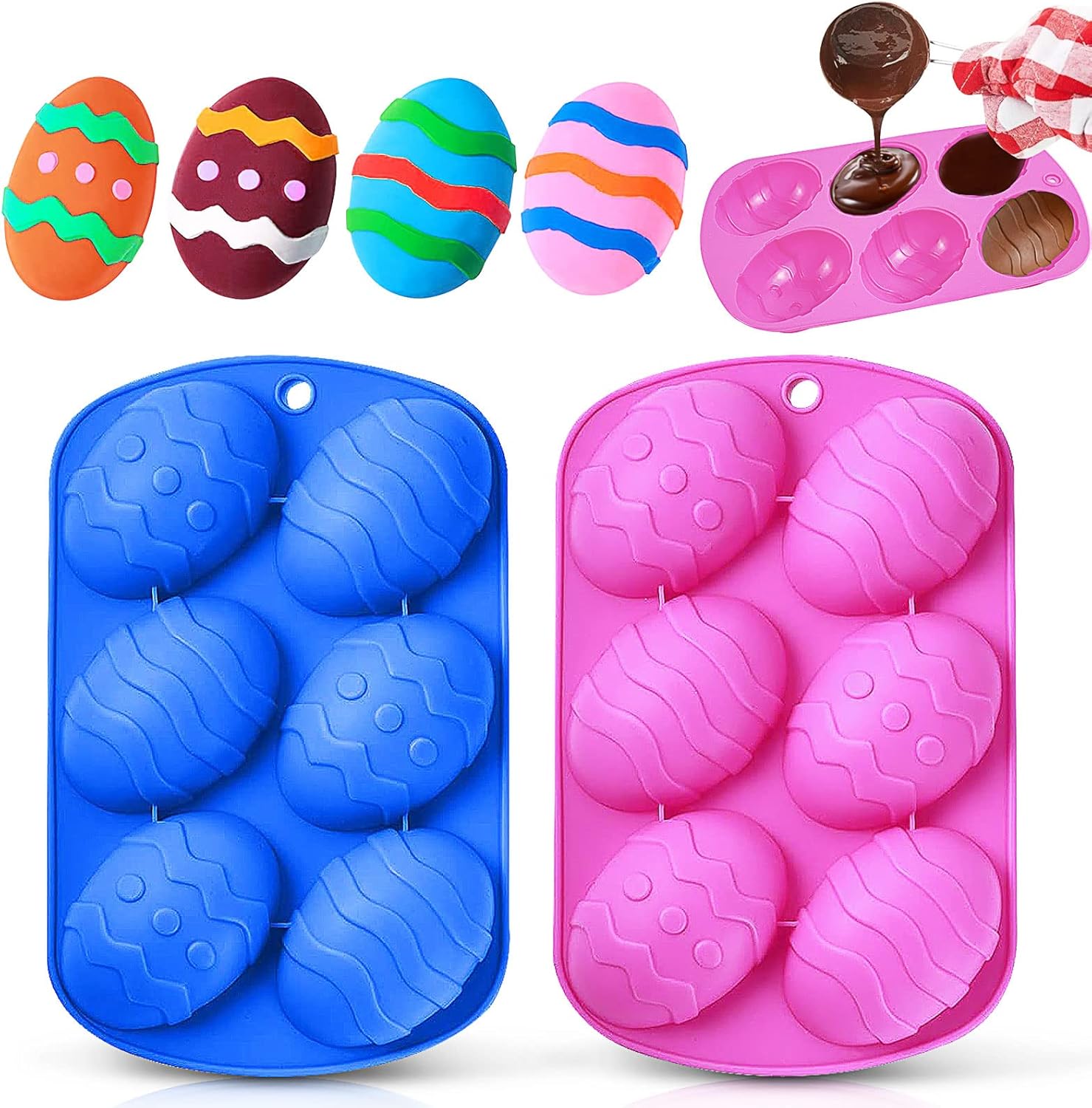 2 Pcs Easter Eggs Silicone Chocolate Molds, Candy Molds