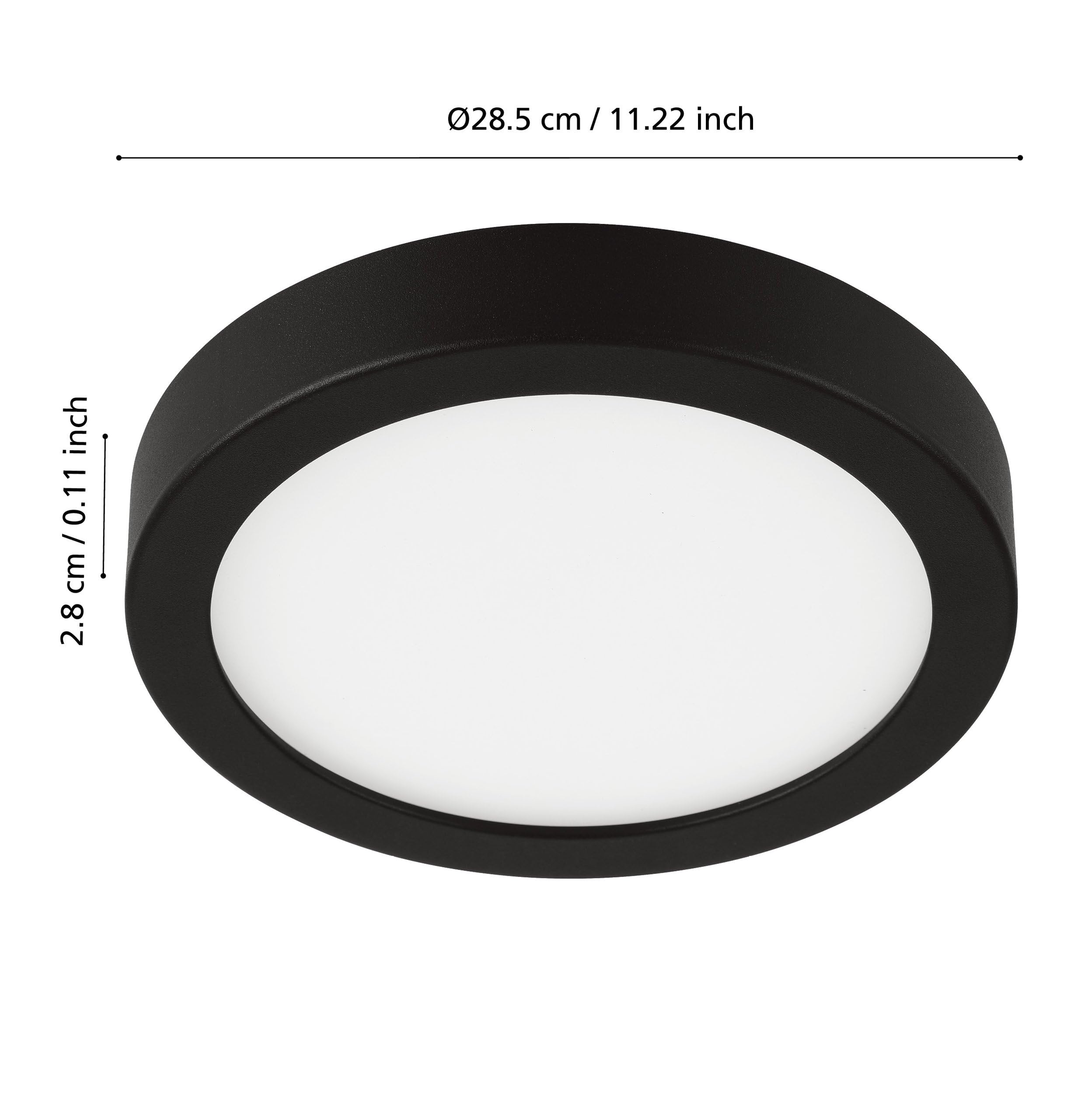 EGLO connect.z Smart-Home LED Bad-Deckenlampe Fueva-Z, Ø 28,5 cm, ZigBee | App und Sprachsteuerung Alexa, Lichtfarbe (warmweiß-kaltweiß), dimmbar, Alu Aufbauleuchte schwarz, IP44