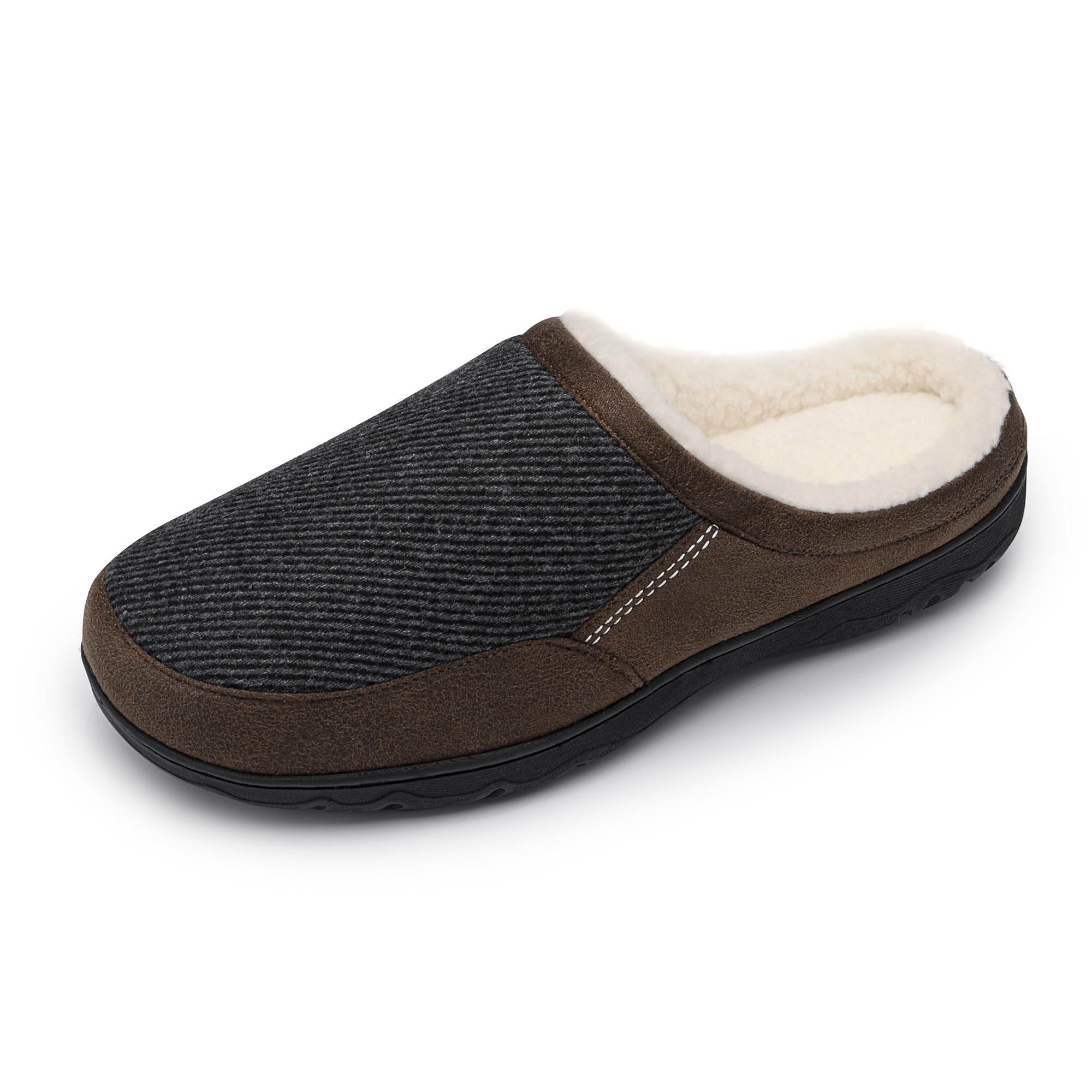DREAM PAIRS Mens Cozy Memory Foam Slippers with Fuzzy Wool-like Lining Slip-on Washable Indoor Outdoor House Shoes