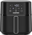 Chefman Air Fryer – 4QT Compact Fryer for Quick and Easy Meals, Hi-Fry Technology for Extra Crispiness, Easy View Window, Touch Controls with 4 Presets, Non-Stick and Dishwasher Safe Basket - Black