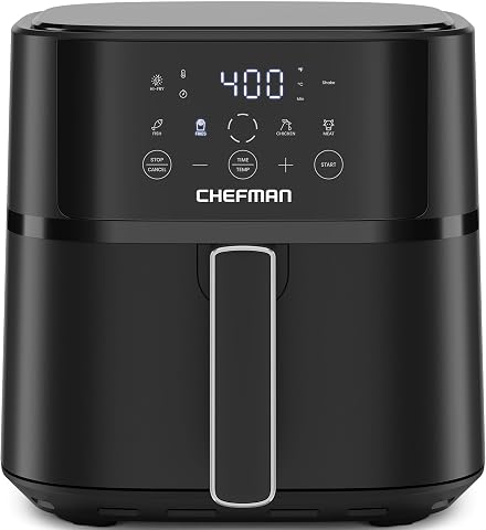 Chefman 6 QT Compact Air Fryer with Touchscreen Controls and Hi-Fry Technology