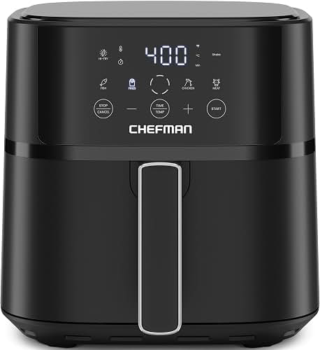 Air Fryer – 6 QT Compact Airfryer for Quick & Easy Meals in Minutes, Features Hi-Fry Technology for Extra Crisp, Touchscreen Controls with 4 Presets, Nonstick & Dishwasher Safe Basket – Black