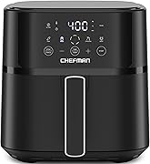 Chefman Air Fryer – 6 QT Compact Airfryer for Quick & Easy Meals in Minutes, Features Hi-Fry Technology for Extra Crisp, Touchscreen Controls with 4 Presets, Nonstick & Dishwasher Safe Basket - Black