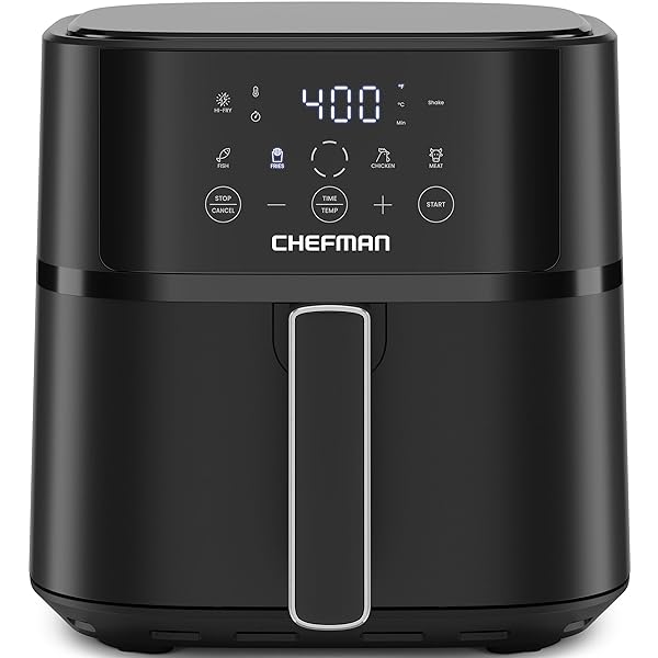Chefman Air Fryer – 6 QT Compact Airfryer for Quick & Easy Meals in Minutes, Features Hi-Fry Technology for Extra Crisp, Touchscreen Controls with 4 Presets, Nonstick & Dishwasher Safe Basket - Black