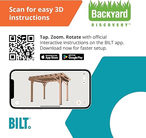 Miniatura 36 de Backyard Discovery Beaumont - Kit de pérgola tradicional de madera de cedro de 14 x 10 pies con techo enrejado, durabilidad para todas las Marrón