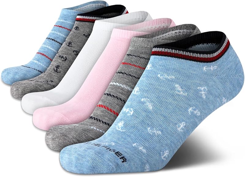 Tommy Hilfiger Womens 6 Pack Low Cut No Show Socks | Soft Invisible Knit With a Cushioned Sole and Snug Heel, Stays Out of Sight in Loafers, Flats and Casual Sneakers