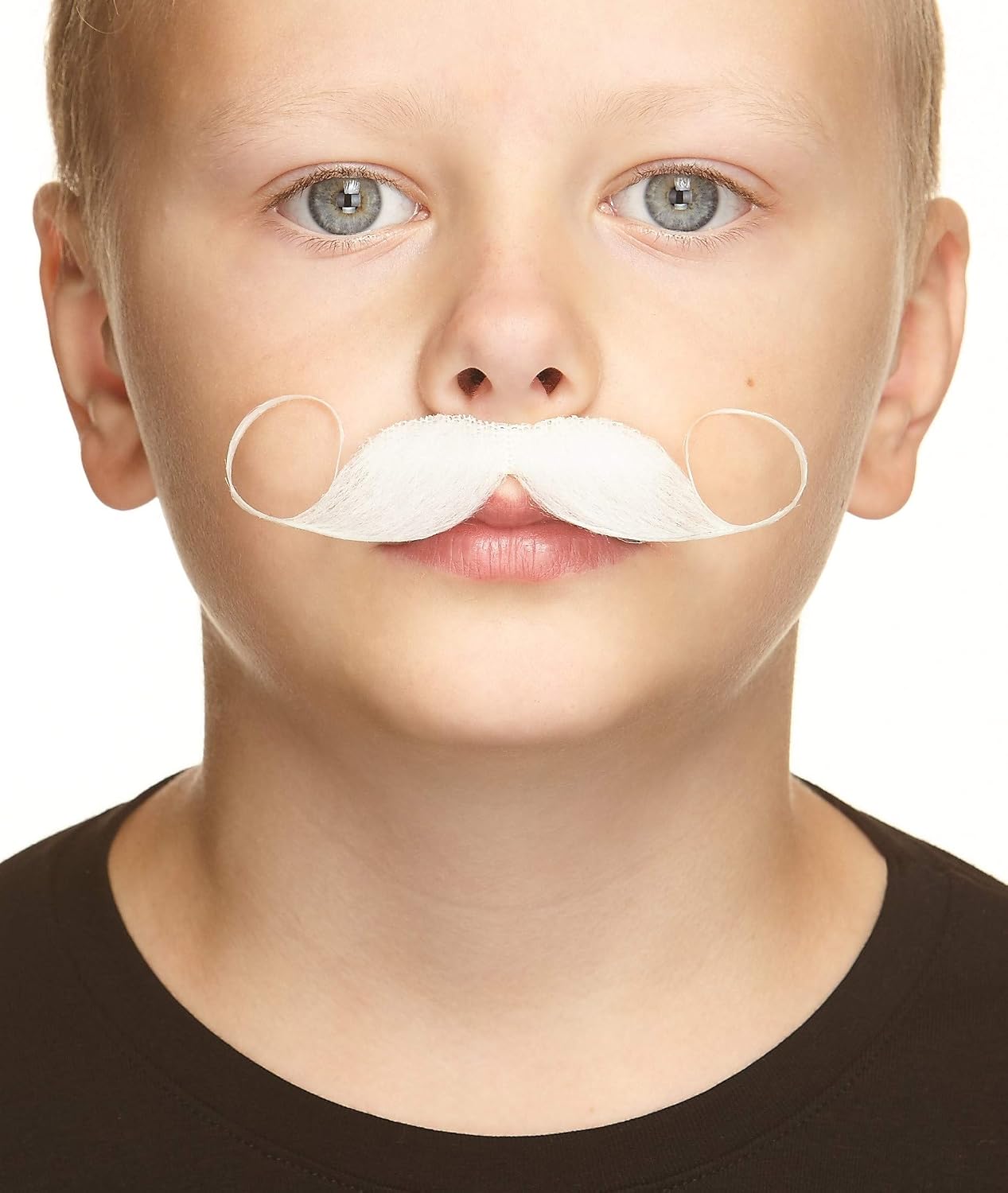 Mustaches Fake Mustache, Self Adhesive, Novelty, Small Imperial False Facial Hair, Costume Accessory for Kids, Salt and Pepper Color