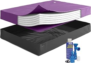 WAVELESS 95%, California King Size, Waterbed Hardside Mattress Bundle, Includes Fill & Drain Kit, 8oz. Water Conditioner and Stand-Up Liner, Heavy Duty Vinyl, 72"W x 84"L x 9"H, Frame NOT Included
