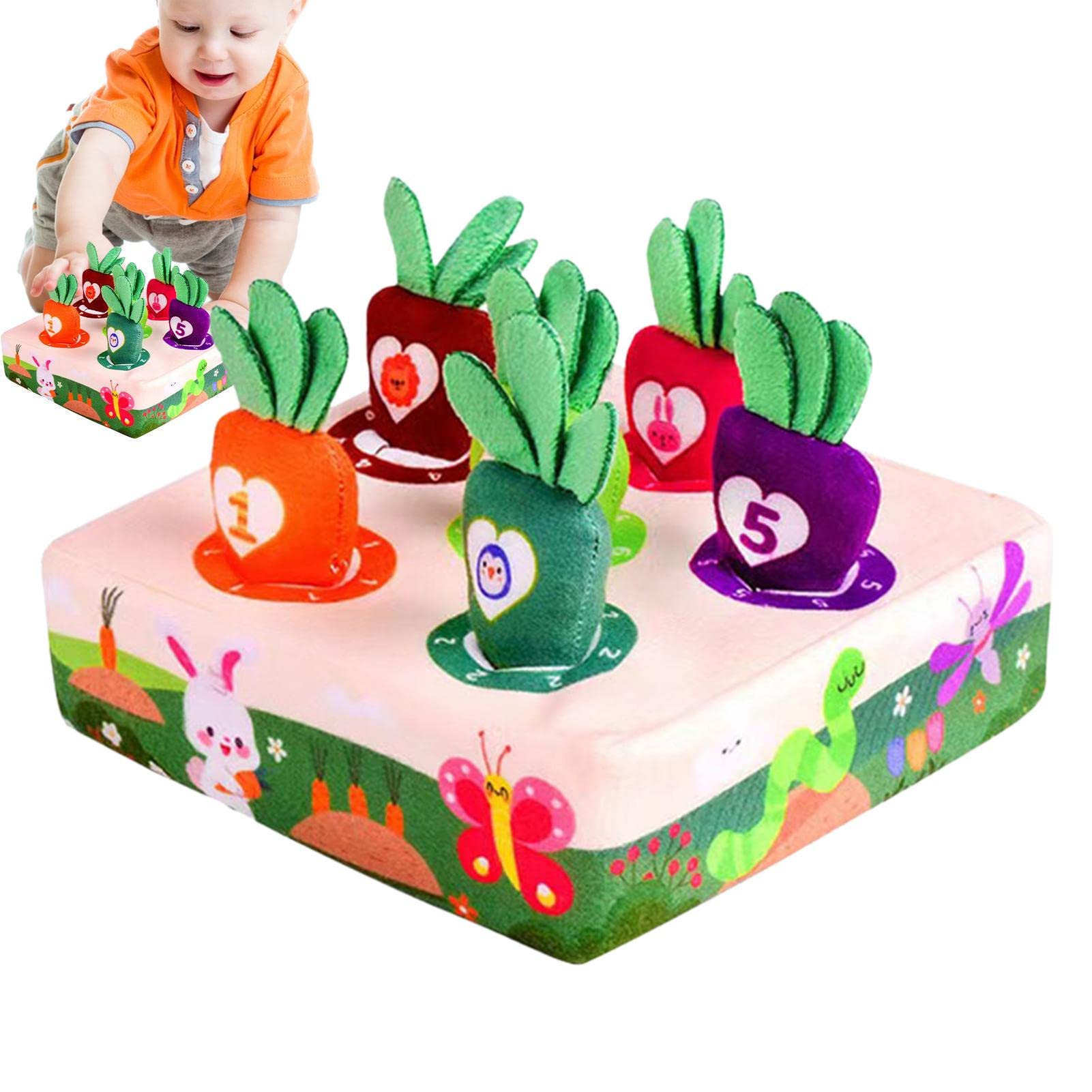 Jingan Boys Number Carrot 1-6 Toys Carrot Harvest | Carrot Harvest Game Plush Toy | Plush Educational Toy For 1-3-Year-Old And Girls Shape Sorting Matching Puzzle Toys