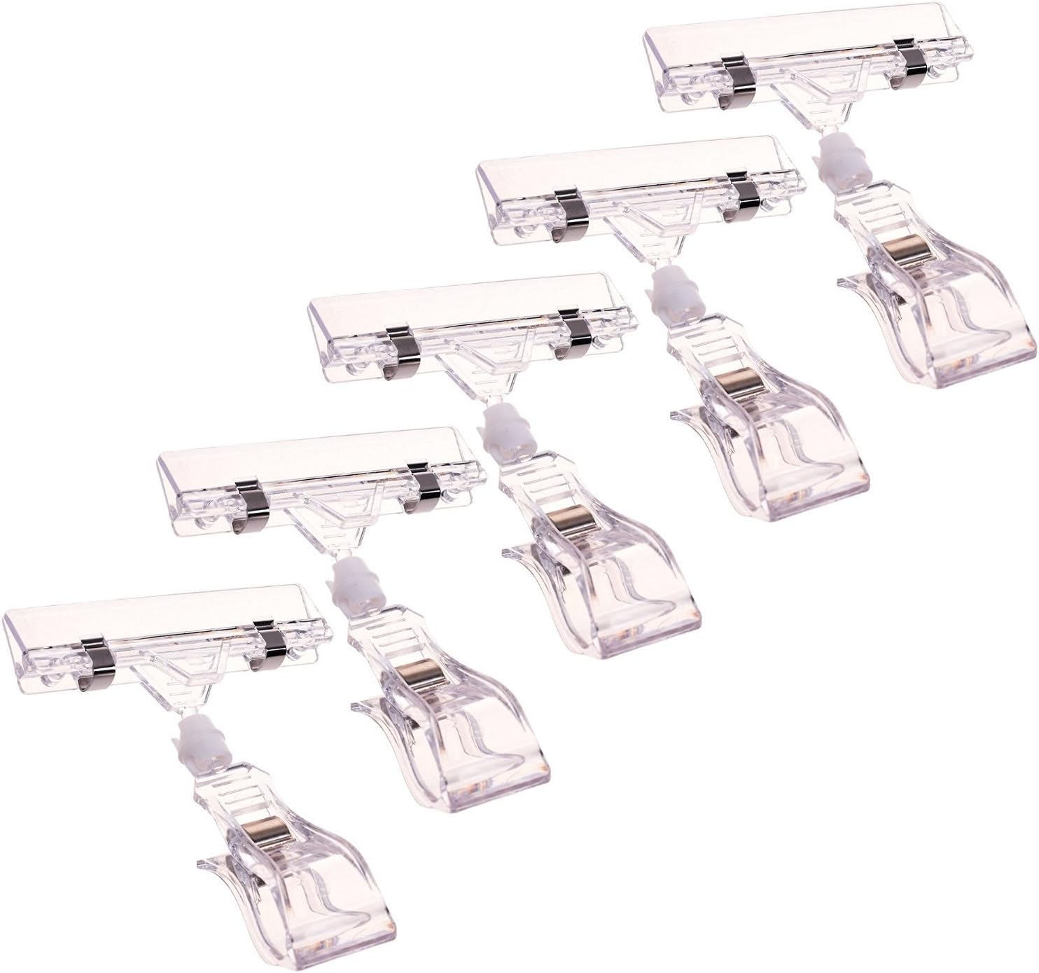 6 Pack Clear POP Adjustable Clip 360 Degree Rotating Clip Retail Sign Holder