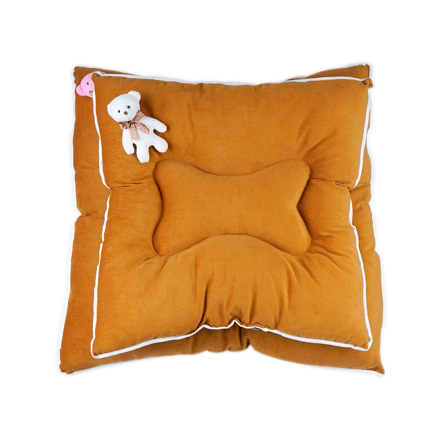 Emily Pets Dog & Cat Bed with Teddy (Cool&Warm) Non-Slip Bottom Soft Calming Bed Machine Washable and Removable Sleeping Bed 53 * 53 * 8.75 (Size: Small,Color: Mustard Yellow-Grey) (B09GG2XNKC) Amazon Price History, Amazon Price Tracker